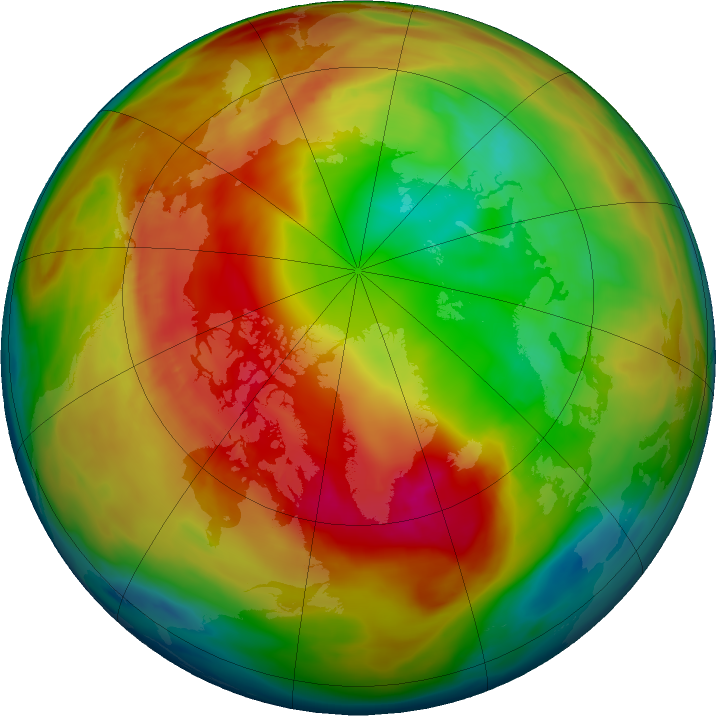 Arctic ozone map for 25 January 2024